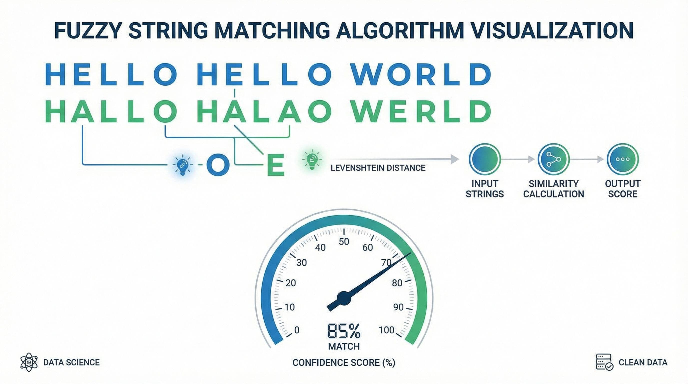 Visualisatie van fuzzy string matching met confidence scores