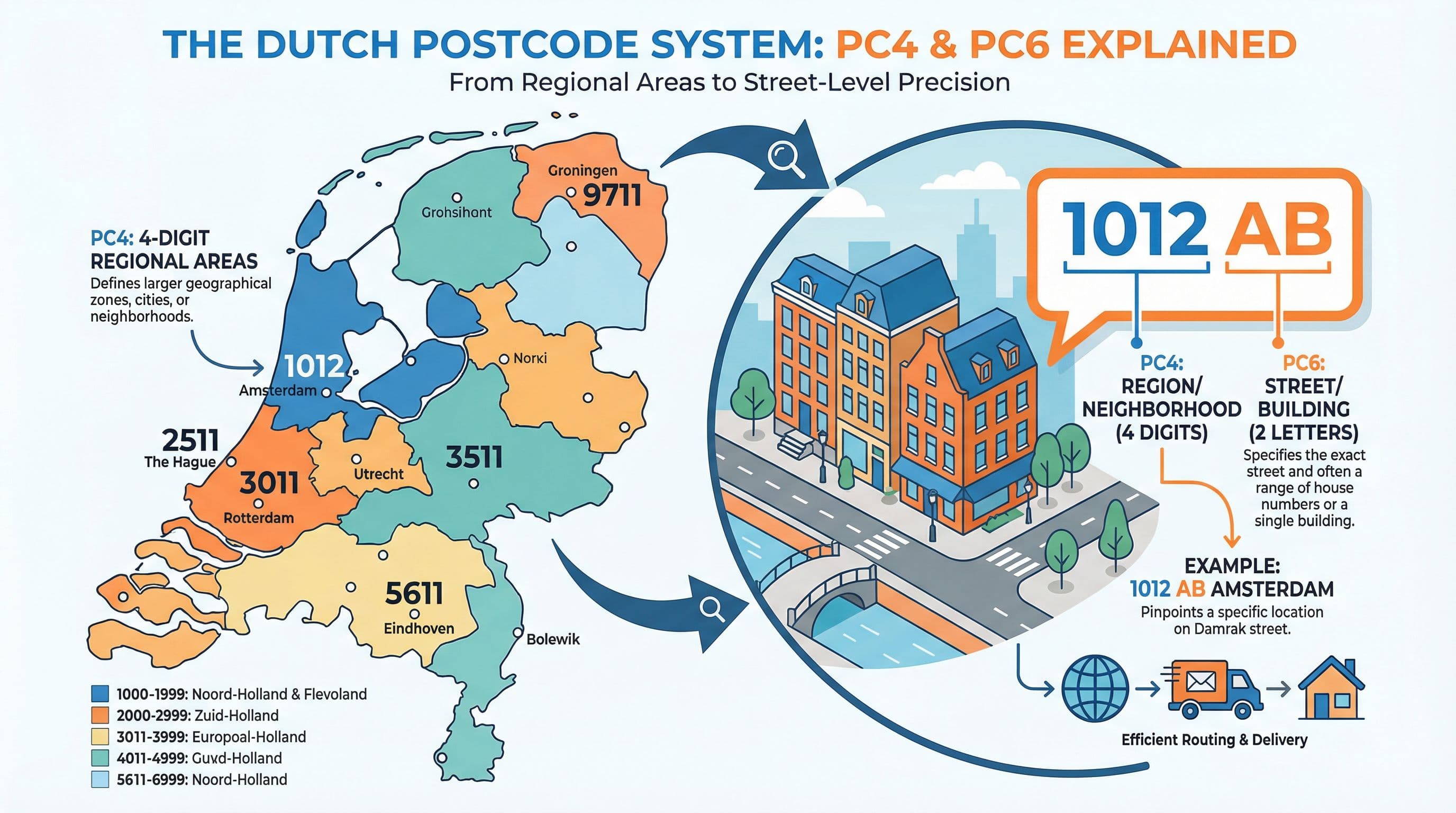 Kaart die het verschil laat zien tussen PC4 gebieden en PC6 precisie